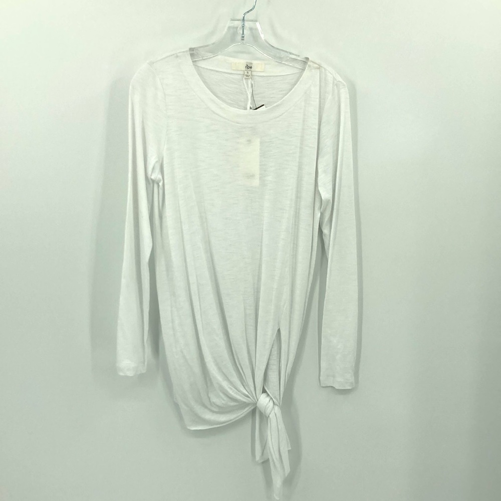 Ripe Maternity White Long Sleeve Cotton Modal Side Tie Knot Maternity Shirt NWT